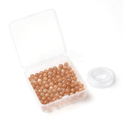 100Pcs 8mm Grade AAA Natural Gemstone Sunstone Round Beads DIY-LS0002-56-1