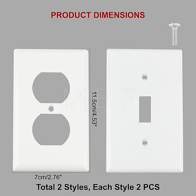  4Pcs 2 Styles Receptacle Outlet Wall Plate AJEW-NB0002-25-1