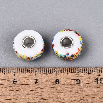 Lampwork & Brass Core European Beads LAMP-Q042-01G-1
