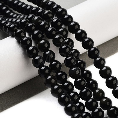 Natural Obsidian Bead Strands X-G-R173-6mm-02-1