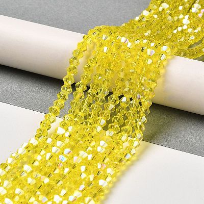 Transparent Electroplate Glass Beads Strands GLAA-F029-4mm-A21-1
