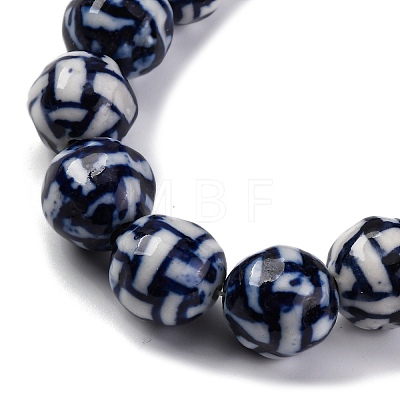 Handmade Blue and White Porcelain Beads Strands PORC-I027-04F-1