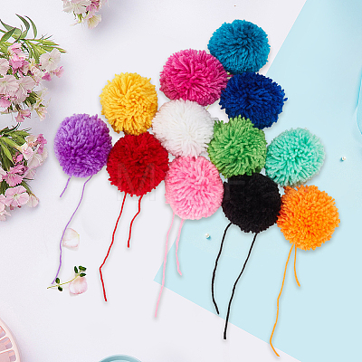 12Pcs 12 Colors DIY Craft Polyester Pom Pom Ball AJEW-CY0002-94-1