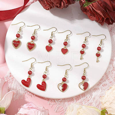 Alloy Enamel Heart Dangle Earrings EJEW-JE06272-02-1