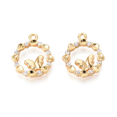 Brass Micro Pave Cubic Zirconia Pendants KK-N263-78C-G-1