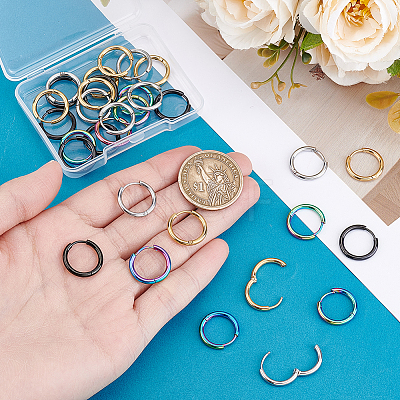 32Pcs 4 Colors Stainless Steel Huggie Hoop Earrings EJEW-PH0001-50-1