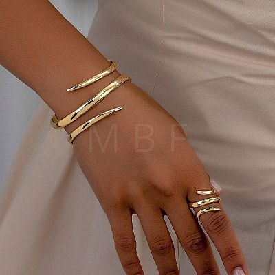 Alloy Spiral Cuff Bangles & Rings Sets FS-WG33B53-02-1