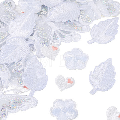 40Pcs 4 Styles Polyester Embroider Thread Iron on/Sew On Patches PATC-TA0001-45C-1
