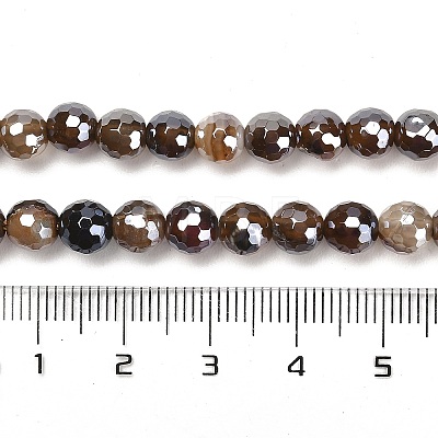 Electroplated Natural Agate Round Beads Strands G-L598-A01-01B-1