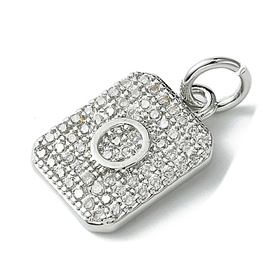 Rack Plating Brass Micro Pave Clear Cubic Zirconia Charms KK-G501-01O-P-1