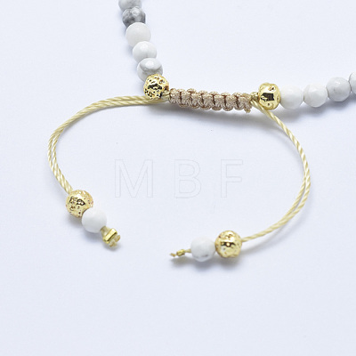 Natural Howlite Braided Bead Bracelets BJEW-I258-E04-1