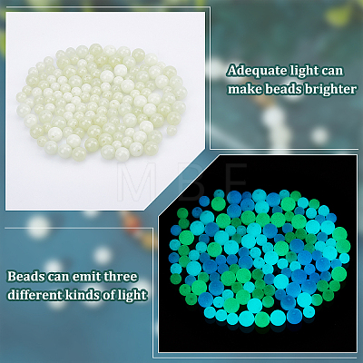 6 Styles Synthetic Luminous Stone Round Beads G-CA0001-55-1