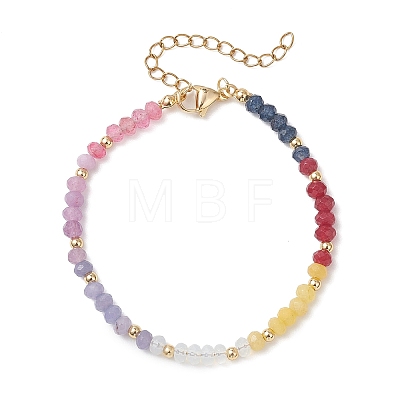 Chakra Dyed Natural Malaysia Jade Rondelle Beaded Bracelets for Women BJEW-JB13147-1