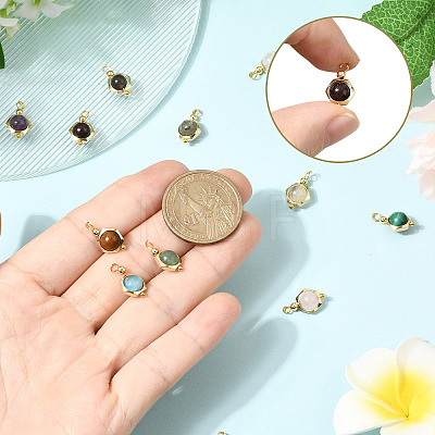 12Pcs 12 Styles Round Natural Mixed Gemstone Charms PALLOY-SW00151-1