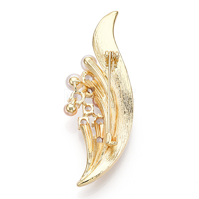 Natural Pearl & Glass Leaf Brooches for Women JEWB-N001-13G-1