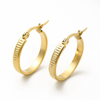 201 Stainless Steel Grooved Hoop Earrings with 304 Stainless Steel Pin for Women EJEW-M214-14B-G-1