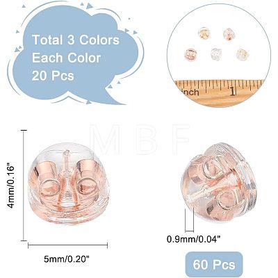 60Pcs 3 Colors Brass Ear Nuts FIND-AR0002-79-1