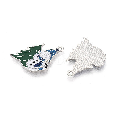 Christmas Rack Plating Alloy Enamel Snowman Pendants ENAM-T024-71A-P-1