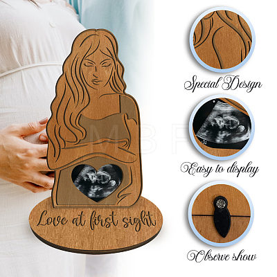 Wood Pregnant Woman Picture Frame Stand DJEW-WH0061-002-1