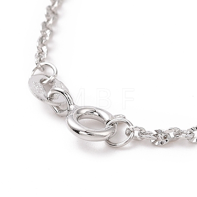Rhodium Plated 925 Sterling Silver Textured Cable Chains Necklace for Women STER-I021-10P-1