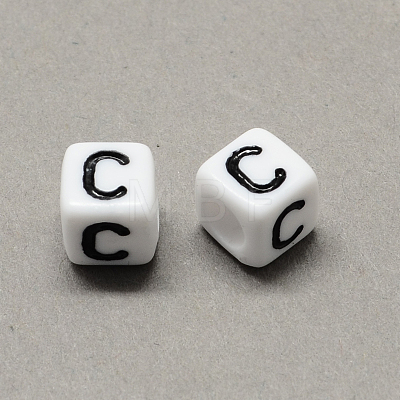 Large Hole Acrylic Letter European Beads SACR-Q103-7mm-01C-1