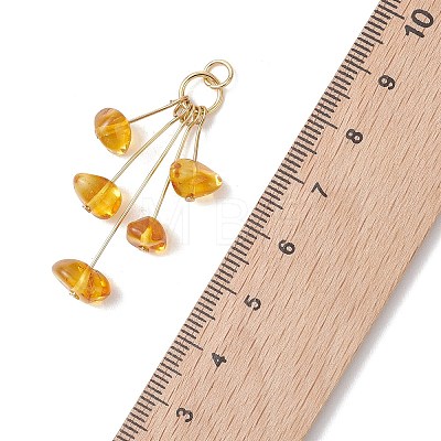 Natural Amber Chip Dangling Pendants PALLOY-JF05183-1