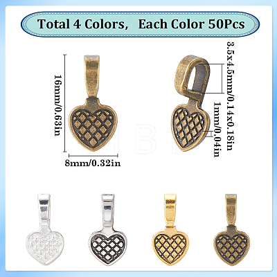 200Pcs 4 Colors Tibetan Style Alloy Glue-on Flat Pad Bails FIND-SP0001-84-1