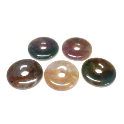 Donut/Pi Disc Natural Gemstone Pendants G-L234-40mm-12-1