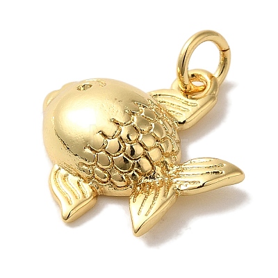 Fish Rack Plating Brass Pendants KK-U027-35G-1