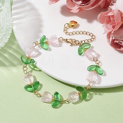 Glass Flower Beaded Bracelets BJEW-JB09788-01-1