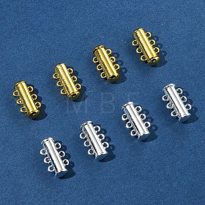 8 Sets 2 Colors 3-Strands Brass Magnetic Slide Lock Clasps KK-FS0001-60-1