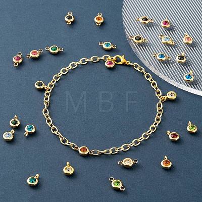 24Pcs 12 Colors 304 Stainless Steel Rhinestone Charms & Links connectors STAS-LS0001-28G-1
