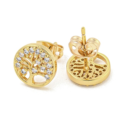 Brass Micro Pave Cubic Zirconia Stud Earrings EJEW-P261-37G-1