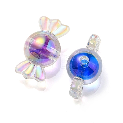 UV Plating Rainbow Iridescent Acrylic Beads PACR-E001-01-1