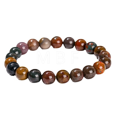 Natural Green Ocean Agate Round Stretch Bracelets for Women PW-WG91270-02-1