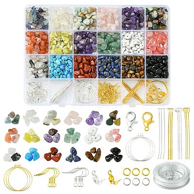 DIY Natural & Synthetic Mixed Stone Chips Jewelry Set Making Kit DIY-FS0005-87-1