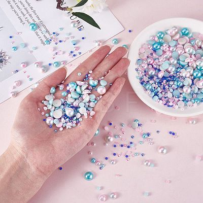 60g Resin patch multi size mixed pearl patch DIY jewelry accessories(2 bags) JX586B-1