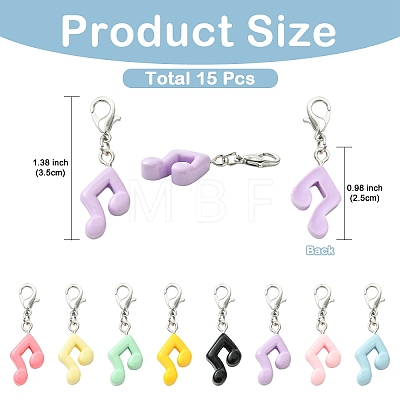 15Pcs Resin Pendant Decorations HJEW-YW00558-1