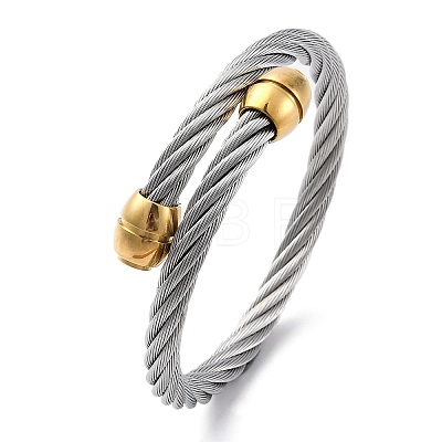 304 Stainless Steel Torque Bangles for Women BJEW-P310-25GP01-1