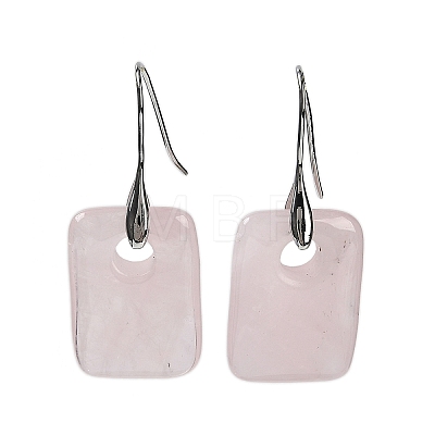 Natural Rose Quartz Dangle Earrings EJEW-C119-02P-09-1