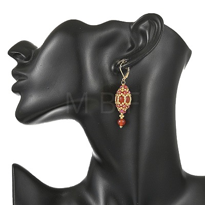 Natural Carnelian Leveback Earrings for Women EJEW-MZ00785-01-1