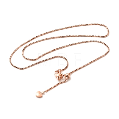 1mm Rack Plating Brass Box Chain Adjustable Slider Necklaces for Women Men MAK-L044-08RG-1