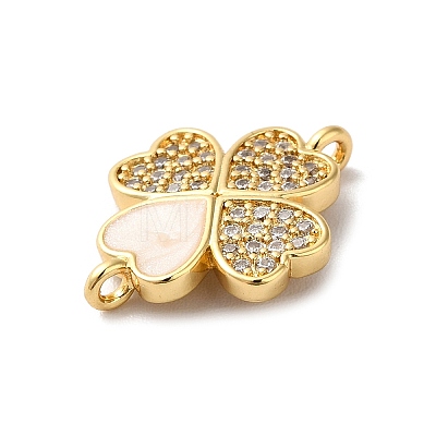 Eco-Friendly Rack Plating Brass Micro Pave Clear Cubic Zirconia Connector Charms X-KK-F853-26G-1