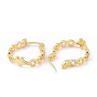 Rack Plating Brass Star Hoop Earrings for Women KK-E033-07G-1