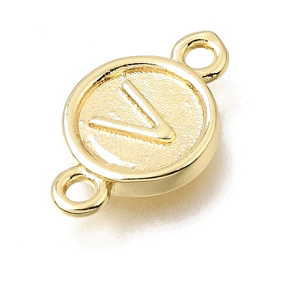 Brass Disc with Initial Links Connector Charms KK-E802-36G-V-1