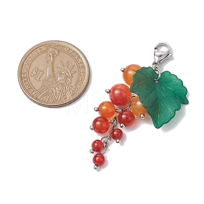 Grape Natural Carnelian Pendant Decorations HJEW-TA00266-02-1