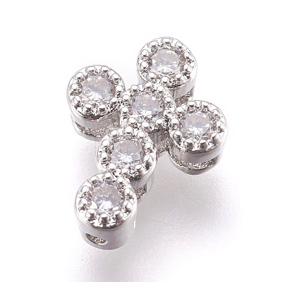 Brass Micro Pave Cubic Zirconia Beads ZIRC-E152-07P-RS-1