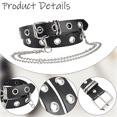 Black PU Leather Waist Belts AJEW-CL0004-87-1