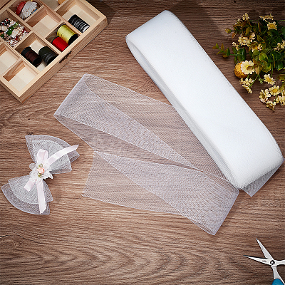 Polyester Deco Mesh Ribbons OCOR-WH0064-76A-1