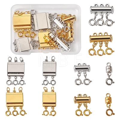 10Pcs 10 Styles Alloy Magnetic Clasps Slide Lock Clasps with Spring Ring Clasps FIND-TA0002-03-1